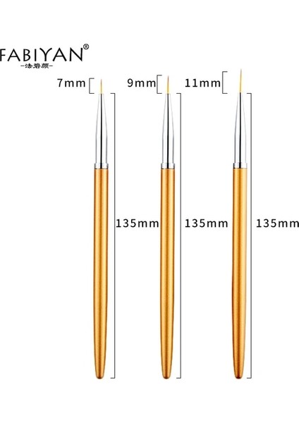 A2 7 9 11MM 3 Adet Metal Yuvarlak Üst Tırnak Sanat Uv Jel Uzatma Boyama Astar Fırçaları Çizim Çiçek Petal Kalem Seti Manikür Alet Takımı (Yurt Dışından)