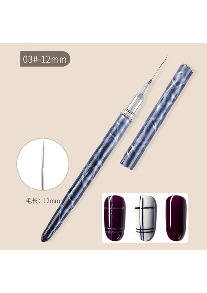 03-12MM-GÜMÜŞ Nail Art Liner Fırçalar Akrilik Fransız Şerit Nail Art Liner Fırça Uv Jel Uzatma Tırnak Boyama Çizim Fırçaları Manikür Araçları (Yurt Dışından)