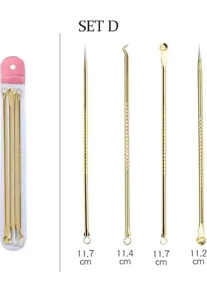 Set D 4pcs Siyah Nokta Akne Sökücü Komedon Siyah Nokta Leke Sivilce Kaldırma Iğnesi Yüz Bakımı Cilt Temizleme Gözenek Temizleyici Güzellik (Yurt Dışından)