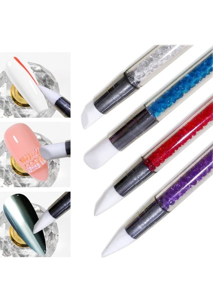S00201 6 Renk Çift Uçlu Nail Art Silikon Heykel Kalem 3D Oyma Dıy Glitter Toz Sıvı Manikür Süsleyen Fırça Tırnak Ipuçları Aracı (Yurt Dışından) fırsatları