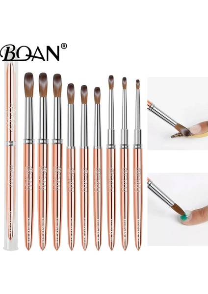 Boyut 2 Bqan Rose Gold Kolinsky Akrilik Tırnak Fırçası Seti 3D Saf El Yapımı Tırnak Fırçaları Akrilik Uygulama Profesyonel Tırnak Resim Fırçası (Yurt Dışından) modelleri
