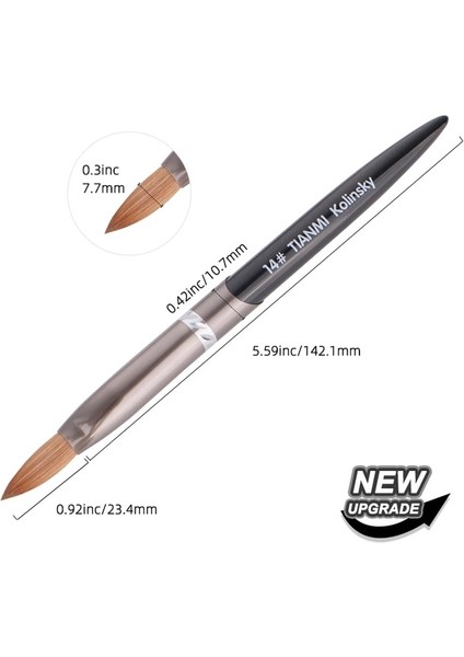 Kıvrımlı-14 Tıanmı Kolinsky Saç Tırnak Fırçası Metal Siyah Saplı Tırnak Fırçaları Salon Manikür Uygulaması Için Yuvarlak Kıvrımlı Şekil Tırnak Fırçası (Yurt Dışından)