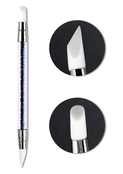 S00201 1 Adet Çift Uçlu Nail Art Silikon Heykel Kalem Fırça 3D Oyma Dıy Glitter Toz Sıvı Manikür Süsleyen Fırça Tırnak Ipuçları Aracı (Yurt Dışından)