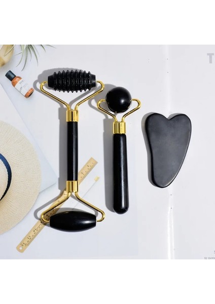 Bir Obsidyen Yeşim Rulo Masaj Guaj Kazıyıcı Yüz Yüz Cilt Bakımı Araçları Doğal Vücut Sırt Güzellik Kaldırma Masaj Silindirleri (Yurt Dışından) fırsatları