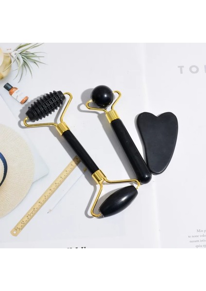 Bir Obsidyen Yeşim Rulo Masaj Guaj Kazıyıcı Yüz Yüz Cilt Bakımı Araçları Doğal Vücut Sırt Güzellik Kaldırma Masaj Silindirleri (Yurt Dışından) indirimleri