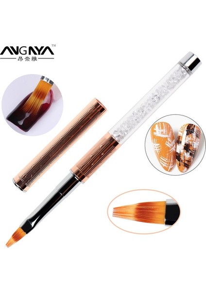 Yeni Gül Altın Ombre Tırnak Fırçası Tırnak Sanat Boyama Kalem Fırça Degrade Uv Jel Fırça Çivi Için Kristal Akrilik Tırnak Çizim Kalemi Manikür Için 1 Adet (Yurt Dışından)