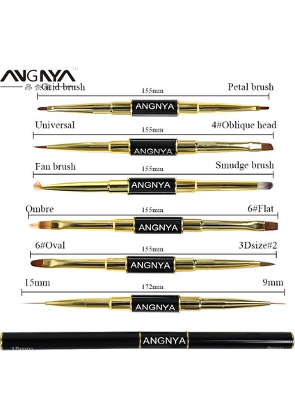 Izgara Fırça ve Petal Angnya Çift Başlı Nail Art Akrilik Fırça Tırnak Uv Jel Uzatma Oluşturucu Çizim Kalem Fırçalar Fan Oyma Manikür Ipuçları Araçları (Yurt Dışından) fiyatları