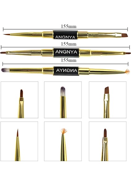 Izgara Fırça ve Petal Angnya Çift Başlı Nail Art Akrilik Fırça Tırnak Uv Jel Uzatma Oluşturucu Çizim Kalem Fırçalar Fan Oyma Manikür Ipuçları Araçları (Yurt Dışından) indirimleri