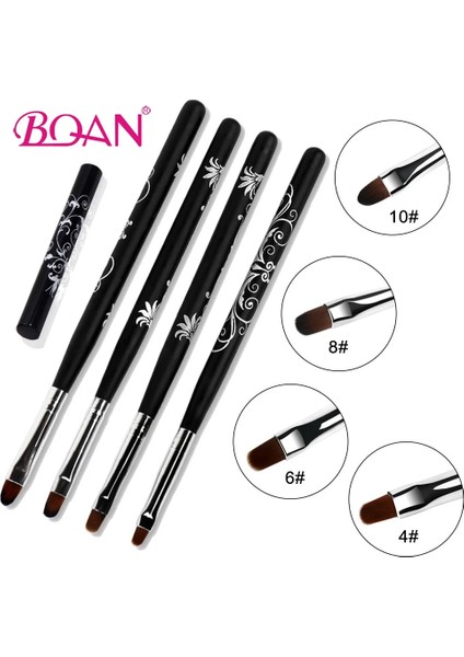 Boyut 4 Bqan Tırnak Fırçası Tırnak Sanat Uv Jel Lehçe Boyama Fırça Boyutu 4 #6 #8 #10 # Oval Naylon Kafa Siyah Ahşap Saplı Manikür Dıy Aracı (Yurt Dışından) fiyatları