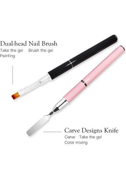 M07100 1 Adet Çift Uçlu Tırnak Sanat Fırçaları Akrilik Uv Jel Uzatma Oluşturucu Çiçek Boyama Kalem Fırça Sökücü Spatula Sopa Manikür Araçları (Yurt Dışından) fırsatları