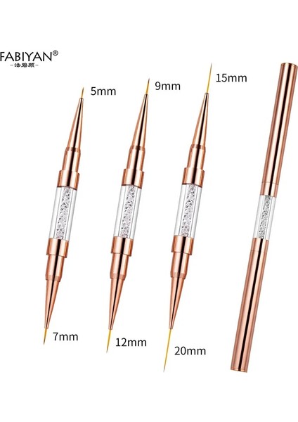 Siyah 04 Gül Altın Çift Kafa 5/7/9/12/15/20MM Nail Art Liner Fırça Tırnak Hatları Çizim Boyama Çiçek Kalem Rhinestones Kolu (Yurt Dışından) fiyatları