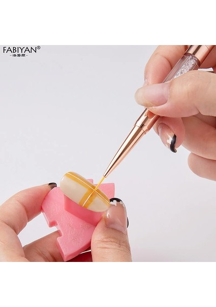 Siyah 04 Gül Altın Çift Kafa 5/7/9/12/15/20MM Nail Art Liner Fırça Tırnak Hatları Çizim Boyama Çiçek Kalem Rhinestones Kolu (Yurt Dışından) indirimleri