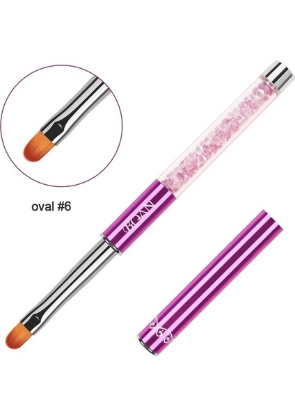 Oval 6 Bqan #4#6#8 Oval Tırnak Fırçası Mavi Çubuk Taklidi Kolu Uv Jel Lehçe Fırçalar Tırnak Resim Fırçası Tasarım Dıy Jel Uzatma Tırnak Araçları (Yurt Dışından)
