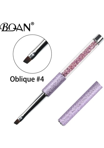 Boyutu 4 Bqan Tırnak Fırçası Tasarım 1 Adet #2#4#6#8#10 Eğik Kafa Metal Saplı Naylon Saç Tırnak Jeli Fırçası Tırnak Sanat (Yurt Dışından)