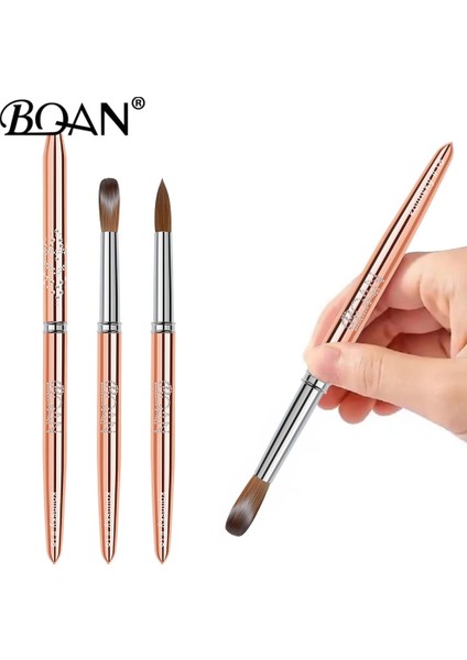 Boyut 4 Bqan Gül Altın Kolinsky Akrilik Tırnak Fırçası Seti 3D Saf El Yapımı Tırnak Fırçaları Akrilik Uygulama Profesyonel Tırnak Resim Fırçası (Yurt Dışından) fırsatları