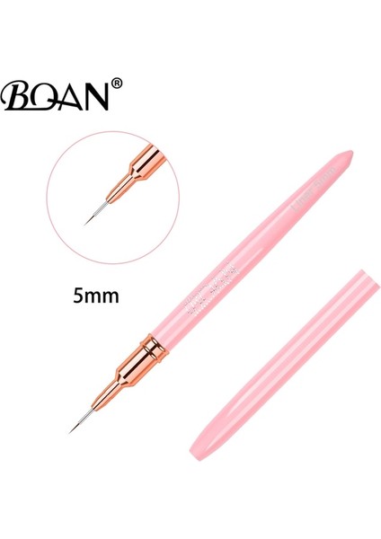 Pembe 5mm Bqan Profesyonel Tırnak Sanat Gömlekleri Çizgi Fırçaları Aracı Pembe Metal Kol Çizim Detay Boyama Karıştırma Astar Tırnak Fırçası (Yurt Dışından)
