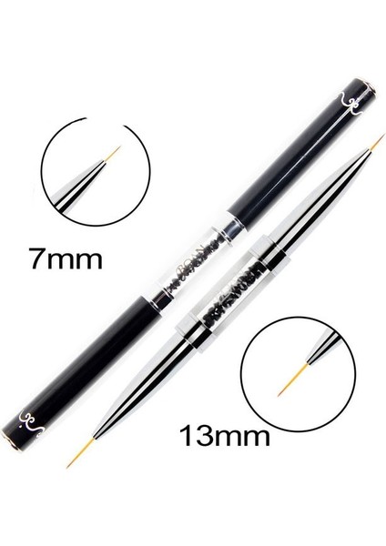 7mm 13MM Bqan Tırnak Fırçası Çift Kafa Astar Fırça Kristal Saplı Boyama Kalem Jel Fırça Çiçek Çizim Boyama Kalem Manikür Sanat Araçları (Yurt Dışından)
