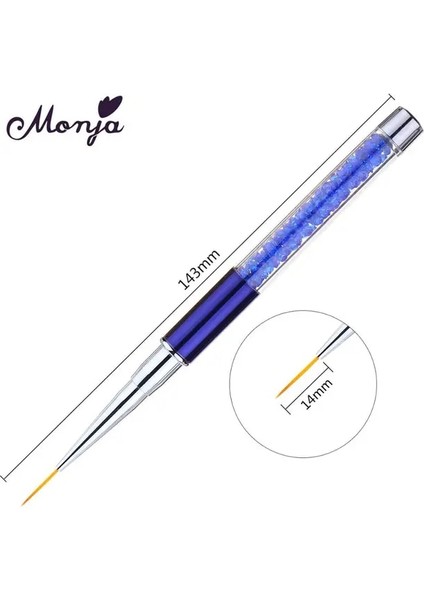 14MM Mavi Monja 5/7/9/11/15MM Nail Art Rhinestone Akrilik Astar Fırça Fransız Çizgileri Çizgili Çiçek Izgara Boyama Cetvel Kalemi Manikür Araçları (Yurt Dışından)
