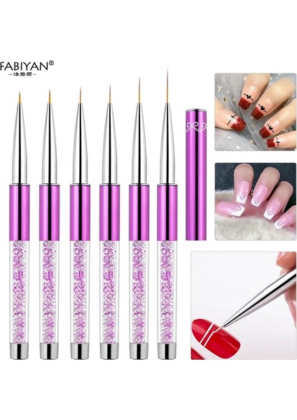 9 11MM Siyah Nail Art Metal Kristal Akrilik Oyma Taklidi Uv Jel Uzatma Fransız Çiçek Şerit Astar Boyama Fırçası Manikür Araçları (Yurt Dışından)