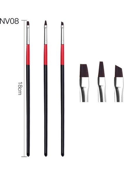 Q16789 3 Adet/takım Akrilik Tırnak Fırçası Siyah Uv Jel Oyma Kalem Fırça Sıvı Toz Nail Art 3D Çizim Kalem Yapı Fırçası Tırnak Sanat Aracı (Yurt Dışından)