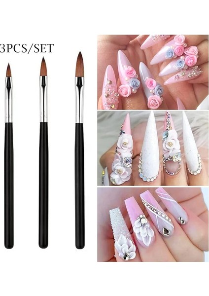 Q16789 3 Adet/takım Akrilik Tırnak Fırçası Siyah Uv Jel Oyma Kalem Fırça Sıvı Toz Nail Art 3D Çizim Kalem Yapı Fırçası Tırnak Sanat Aracı (Yurt Dışından) fiyatları