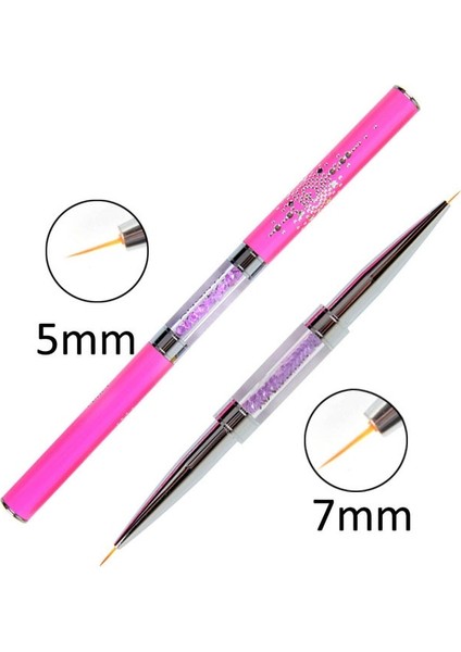 5mm 7mm Bqan Tırnak Fırçası Çift Kafa Astar Fırça Kristal Saplı Boyama Kalem Jel Fırça Çiçek Çizim Boyama Kalem Manikür Sanat Araçları (Yurt Dışından)