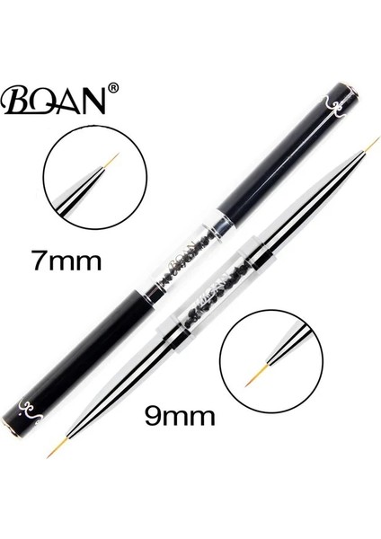 7mm 9mm Bqan Siyah Çift Kafa Kristal Saplı 9MM11MM Çizim Fırçası Astar Fırça Boyama Kalem Jel Lehçe Kristal Tırnak Sanat Manikür Araçları (Yurt Dışından)
