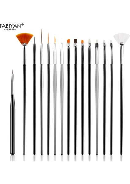 15 Adet Siyah 3 Adet Tırnak Sanat Astar Şerit Fırça Kalem Çiçek Boyama Çizim Görüntü Akrilik Uv Jel Lehçe Manikür 3D Ipuçları Tasarım Araçları Dıy Set (Yurt Dışından)