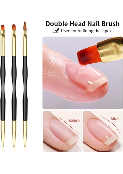 Set-6 3 Adet Akrilik Fransız Şerit Nail Art Liner Fırça Seti 3D Ipuçları Manikür Ultra-Ince Çizgi Çizim Kalem Uv Jel Fırçalar Boyama Araçları (Yurt Dışından)