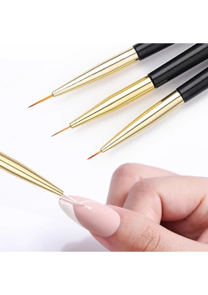 Set-6 3 Adet Akrilik Fransız Şerit Nail Art Liner Fırça Seti 3D Ipuçları Manikür Ultra-Ince Çizgi Çizim Kalem Uv Jel Fırçalar Boyama Araçları (Yurt Dışından)