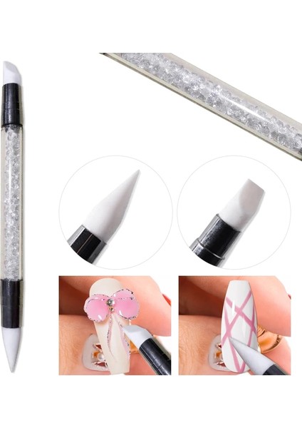 S00203 1 Adet Çift Uçlu Nail Art Silikon Heykel Kalem 3D Oyma Dıy Glitter Toz Sıvı Manikür Süsleyen Fırça Tırnak Ipuçları Aracı (Yurt Dışından) modelleri