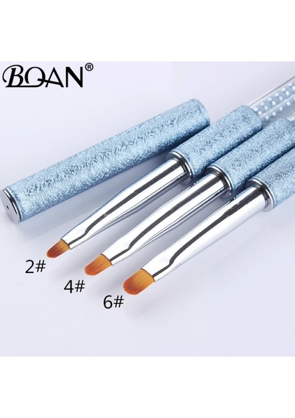 1 Adet Oval Boyut 6 Bqan #4#6#8 Tırnak Sanat Mavi Inci Oval Boya Fırçası Akrilik Glitter Jel Lehçe Ceket Uzatma 3D Çizgi Izgara Petal Fransız Tırnak Fırçası (Yurt Dışından) fırsatları