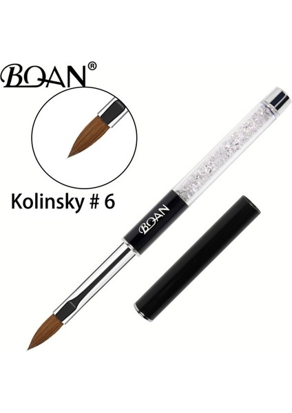 Siyah Boyut 6 Bqan #8 #10 Kolinsky Akrilik Tırnak Fırçası Tırnak Resim Fırçası Kolinsky Samur Saç Manikür Sanat Aracı Inciler Handlel Sıvı Toz Dıy (Yurt Dışından)