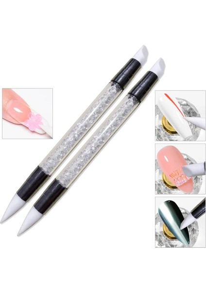 S00203 6 Renk Çift Uçlu Nail Art Silikon Heykel Kalem 3D Oyma Dıy Glitter Toz Sıvı Manikür Süsleyen Fırça Tırnak Ipuçları Aracı (Yurt Dışından) fiyatları