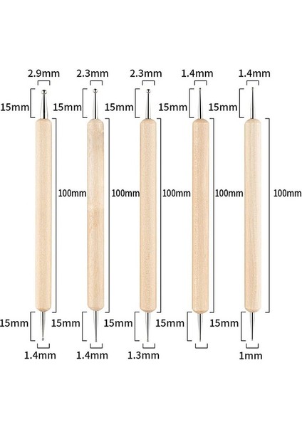 G 5 Adet Çift Uçlu Tırnak Resim Fırçası 2 Yollu Uv Jel Astar Süsleyen Çiçek Çizim Boyama Kalem Dıy Manikür Tasarımları Aracı Set (Yurt Dışından)