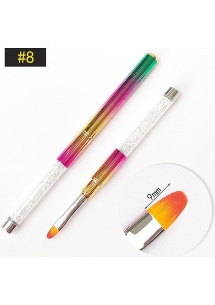 Desen 8 Tırnak Resim Fırçası Akrilik Profesyonel Akrilik Tırnak Fırçaları Çiçek Boyama Astar Çizim Tırnak Dekorasyon Fırçaları (Yurt Dışından)