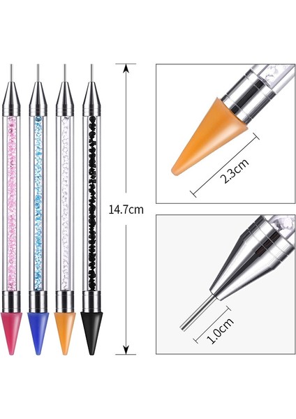 06 1 Adet Çivi Sanat Çift Kafaları Akrilik Metal Süsleyen Balmumu Kalem Rhinestones Mücevher Seçici Kristal Toplama Çıtçıt Noktacı Dıy Nokta Matkap Araçları (Yurt Dışından)