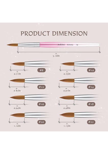 4714 Aokıtec Kolinsky Samur Tırnak Fırçası Degrade Metalik Varil Yuvarlak Şekilli Tırnak Resim Fırçası Akrilik Uygulama Manikür Aracı (Yurt Dışından) modelleri