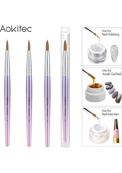 4714 Aokıtec Kolinsky Samur Tırnak Fırçası Degrade Metalik Varil Yuvarlak Şekilli Tırnak Resim Fırçası Akrilik Uygulama Manikür Aracı (Yurt Dışından) fırsatları