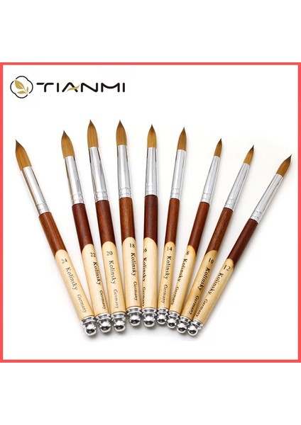Round-16 Tıanmı Tırnak Fırçası Düz Yuvarlak Kolinsky Sable Nail Art Jel Fırça Jel Oluşturucu Manikür Oyma Çizim Fırça Kalem Ahşap Saplı (Yurt Dışından) fiyatları