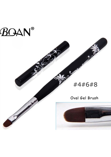 7mm Bqan #4#6#8#10 Nail Art Uv Jel Lehçe Boya Tırnak Fırçası Siyah Ahşap Saplı Oyma Çiçekler Manikür Tırnak Araçları (Yurt Dışından)