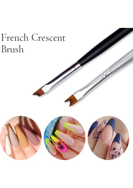 DM07100 Fransız Ucu Tırnak Fırçası Gümüş Siyah Saplı Yarım Ay Şekli Akrilik Boyama Çizim Kalem Fırça Tırnak Sanat Aracı Manikür (Yurt Dışından) fiyatları