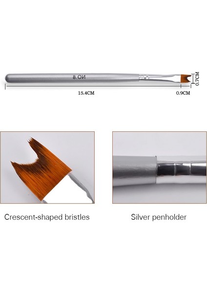 DM07100 Fransız Ucu Tırnak Fırçası Gümüş Siyah Saplı Yarım Ay Şekli Akrilik Boyama Çizim Kalem Fırça Tırnak Sanat Aracı Manikür (Yurt Dışından) fırsatları