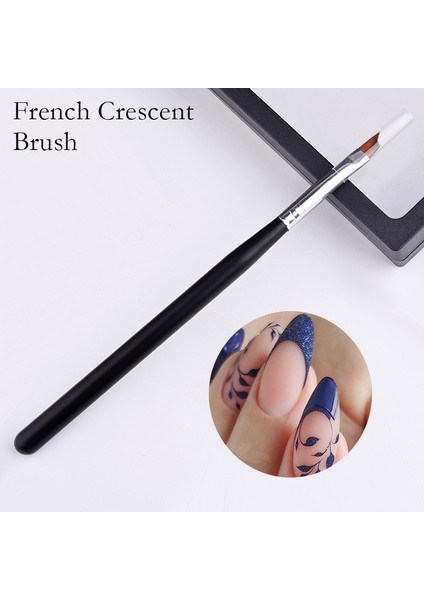 DM07100 Fransız Ucu Tırnak Fırçası Gümüş Siyah Saplı Yarım Ay Şekli Akrilik Boyama Çizim Kalem Fırça Tırnak Sanat Aracı Manikür (Yurt Dışından) indirimleri