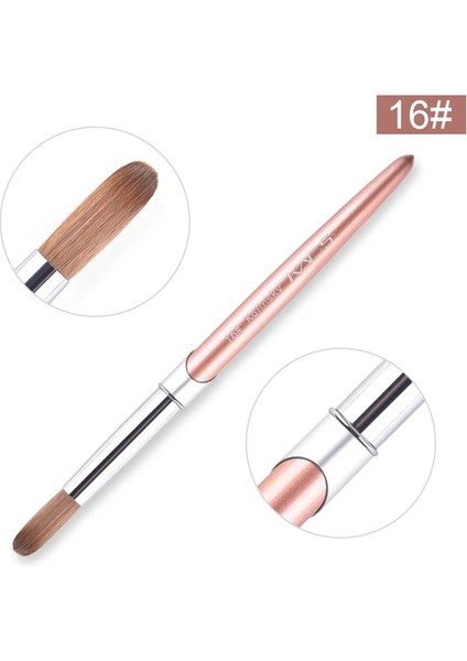 Boyutu 16 100% Saf Kolinsky Akrilik Tırnak Fırçası Gül Altın Kol Kolinsky Sable Kalem Uv Tırnak Jel Boyama Oyma Tırnak Sanat Aracı 6 #-16 # (Yurt Dışından)