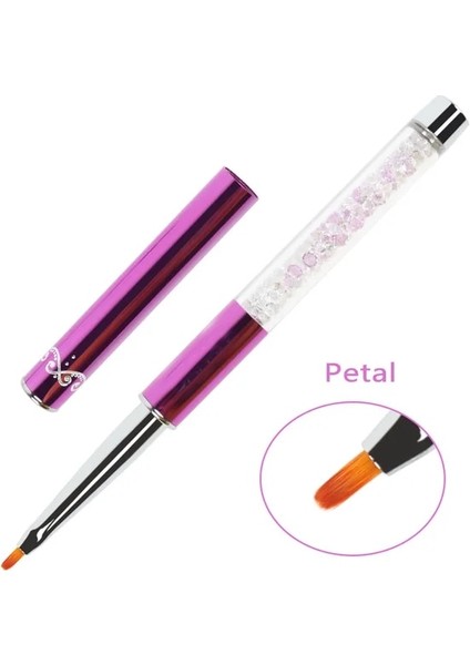 Mor Angnya Altın Ahşap Saplı Tırnak Resim Fırçası Akrilik Sıvı Toz Boyama Çiçek Petal Fırça Oyma Çizim Kalemi Manikür Araçları (Yurt Dışından)