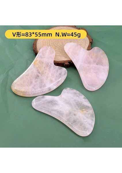 V Şekli 1 Adet 1 Adet Doğal Gül Kuvars Yeşim Rulo Gua Sha Yüz Masajı Rulo Yeşim Kazıma Plaka Taş Masajı Yüz Kaldırma Masaj Aracı (Yurt Dışından)