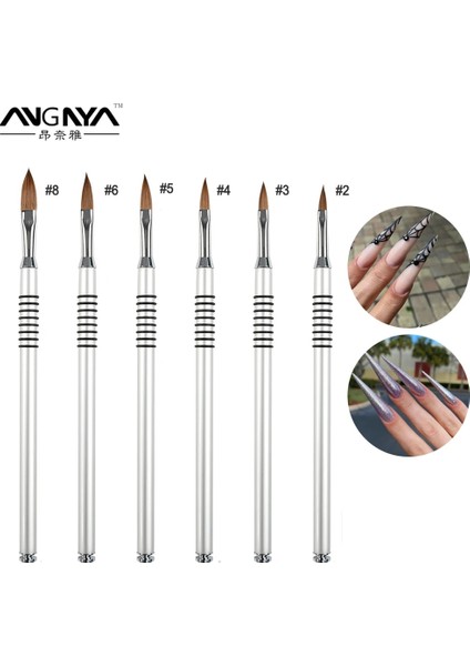 Boyut 4 Angnya #2#4#5#6#8 Tırnak Fırçası Sanat Akrilik Kolinsky Fırça Uv Jel Oyma Kalem Fırça Sıvı Toz Tırnak 3D Çizim Kalemi Tırnak Sanat Aracı (Yurt Dışından) fiyatları