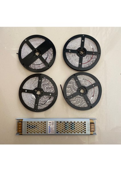 Yeni Nesil Şerit LED 20 Metre Beyaz + 25 Amper 300W LED Trafo