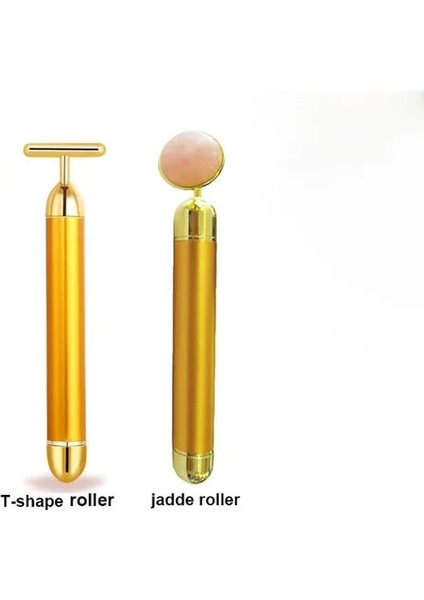 Set 4 24 K Altın Enerji Güzellik Bar Seti 3D Yüz Titreşim Masajı Yüz Masaj Sopa Cilt Bakımı Yüz Yeşim Rulo Yüz Germe Sopa 3'ü 1 Arada (Yurt Dışından)
